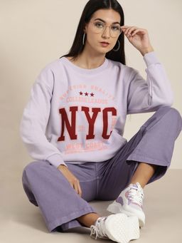 DILLINGER - Lavender Printed Oversized Fit Sweatshirt