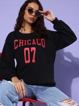 DILLINGER - Black Embellished Oversized Fit Sweatshirt