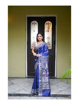 Boveee - Women Blue Silk Woven Saree Without Blouse
