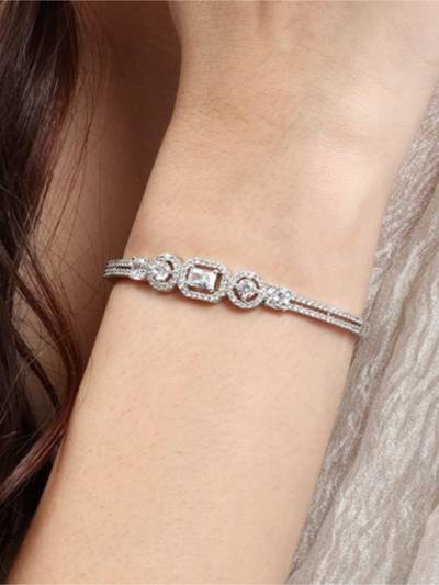 American Diamond Crown Spark Silver Bracelet