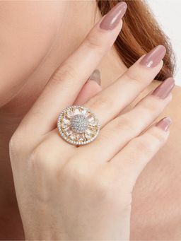 Nuyug - American Diamond Prism Bloom Adjustable Ring