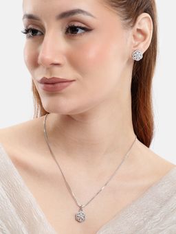 Nuyug - American Diamond Celeste Charm Pendant Necklace and Earrings