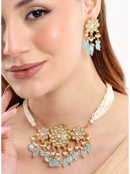 Nuyug - 22K Gold Plated Heritage Choker Necklace and Earrings Set