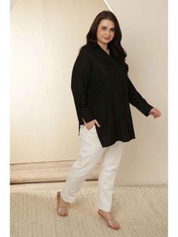 Isadora Life - Women Black Cotton Solid Shirt