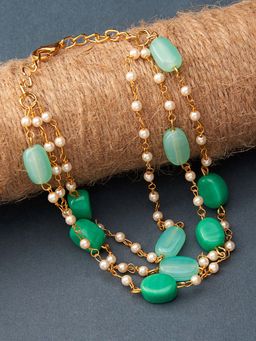 Zaveri Pearls - Green Multistrand Beaded Ethnic Bracelet-ZPFK13619