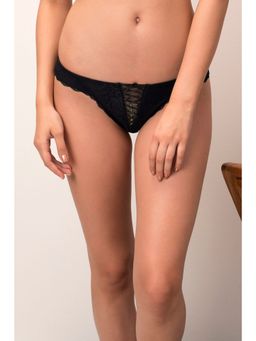 Zivame - All Lace Criss Cross Front Low Rise Thong Panty-Black