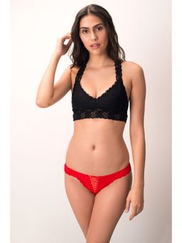 Zivame - All Lace Criss Cross Front Low Rise Thong Panty-Red