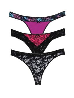 Zivame - Lace Thong Briefs (Pack of 3) -Assorted (2XL)