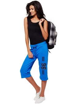 Zivame - Varsity Straight Fit Calf Length Sweatpants- Cobalt Blue