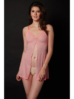 Zivame - Sundown Collection Sheer Mesh Flyaway Babydoll-Pink