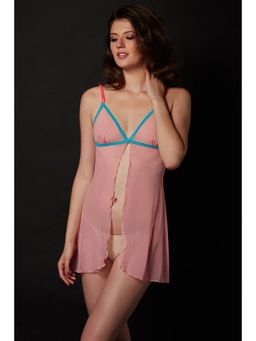 Zivame - Sundown Collection Soft Mesh Flyaway Babydoll-Pink