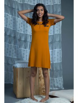 Zivame - Cotton Cozzies Chaste Sleep Short Dress- Mustard