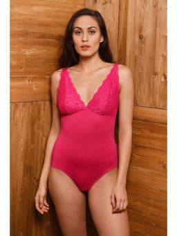 Zivame - Sundown Collection Floral Lace Teddy with Inbuilt Thong- Fuchsia