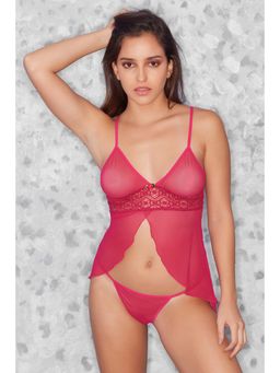 Zivame - Sheer n Sexy Flyaway Babydoll with G-String- Magenta
