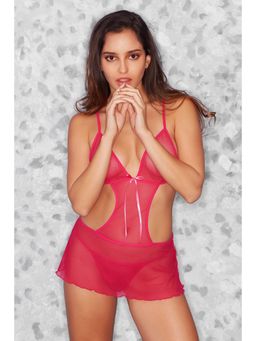 Zivame - Sheer n Sexy Pretty Back Babydoll with G-String- Fuchsia