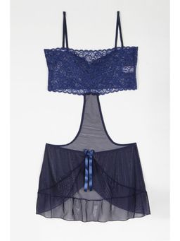 Zivame - Sundown Collection Lacy Babydoll with G-String- Dark Blue