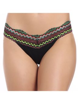 Zivame - Ultra Soft Lace Embrace Low Rise Thong - Black