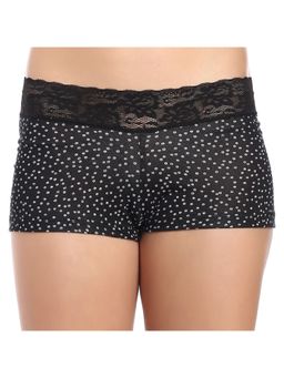 Zivame - All Lace Emblishment Mid Waist Boyshorts - Black