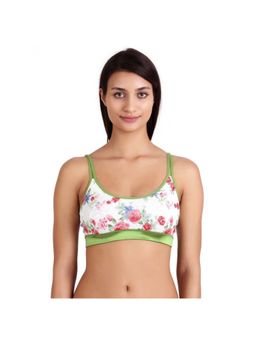Zivame - Floral Blush Double Layered Printed Lace Bralette - Green N Print