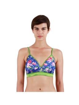 Zivame - Floral Blush Lightly Padded Lace Bralette - Green N Print