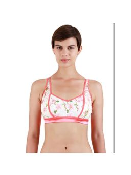 Zivame - Floral Blush Double Layered Printed Lace Bralette - Coral N Print