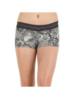 Zivame - All Lace Emblishment Mid Waist Boyshorts - Steel Grey N White