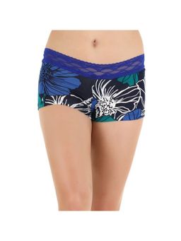 Zivame - All Lace Emblishment Mid Waist Boyshorts - Dark Blue N white