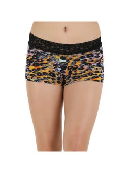 Zivame - All Lace Emblishment Mid Waist Boyshorts - Orange N Black Tiger Print