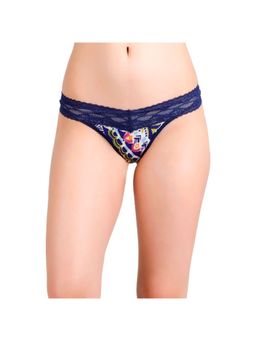 Zivame - Ultra Soft Lace Embrace Low Rise Thong - Navy