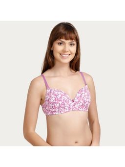 Zivame - Rosaline Padded Wirefree Bra - Purple And Print