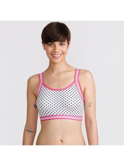 Zivame - Whimsical Polka Printed Double Layered Bralette - White And Print