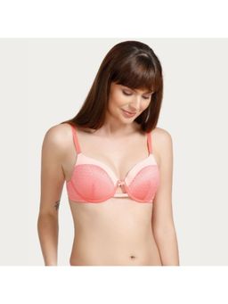 Zivame - Moroccan Lace Gentle Lift Wired Bra - Coral