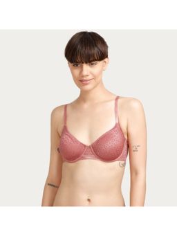 Zivame - Moroccan Lace Double Layered Wired Balconette Bra - Rust