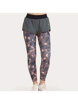 Zivame - Zelocity Neo Play Anti-Chafe Legging With Shorts- Pink & Print