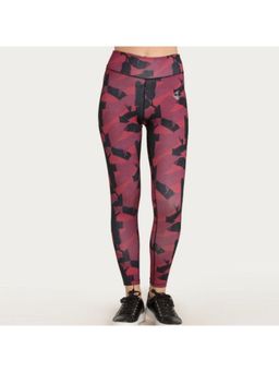 Zivame - Zelocity Luxe Training Legging - Dark Pink & Print