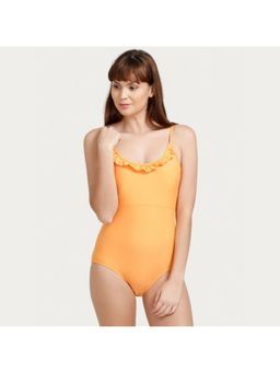Zivame - Strappy Back Ruffled Swimsuit- Orange