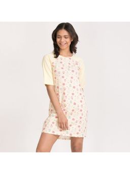 Zivame - Candyland Cotton Short Nighty - Yellow & Print