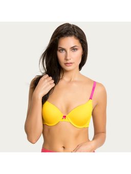 Zivame - Padded Moderate Lift Push Up Bra - Yellow & Pink