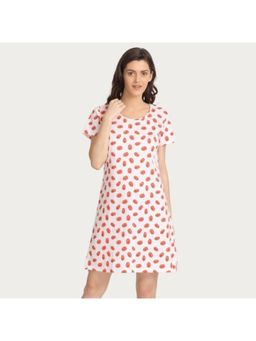 Zivame - Tropical Fizz Mid Length Sleep Dress - White N Print