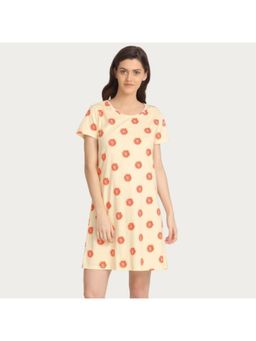 Zivame - Tropical Fizz Mid Length Sleep Dress - Yellow N Print