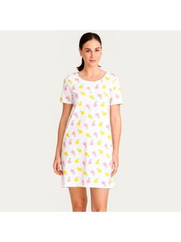 Zivame - Tropical Fizz Short Nighty - White N Print