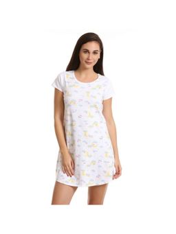 Zivame - Three Musketeers Short Nighty - White N Print