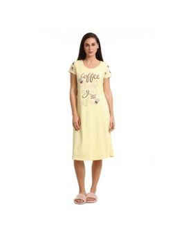 Zivame - Coffee Times Three-Fourth Nighty - Yellow N Print