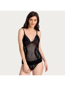 Zivame - Lacy Cup Cami With Thong - Black