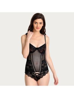Zivame - Lacy Cup Cami With Thong - Black