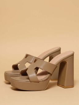 ERIDANI - Women Beige Cynthia Block Heels