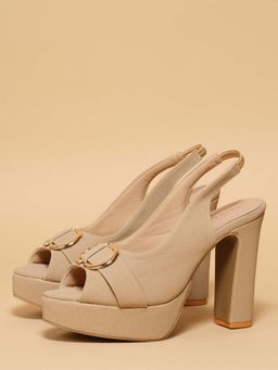 ERIDANI - Women Beige Kendy Block Heels