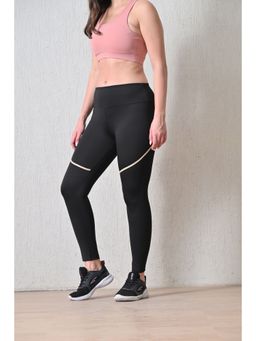 Body Smith - Women High-Rise Ankle-Length Gym Tight with Gold Strip