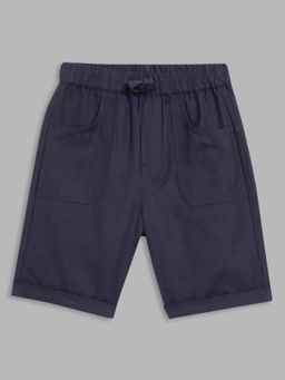 Blue Giraffe - Boys Navy Blue Solid Shorts
