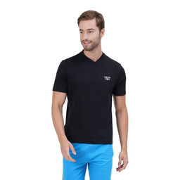 U.S. POLO ASSN. - Men Black Iyas Comfort Fit V-neck Cotton T-shirt - Pack Of 1